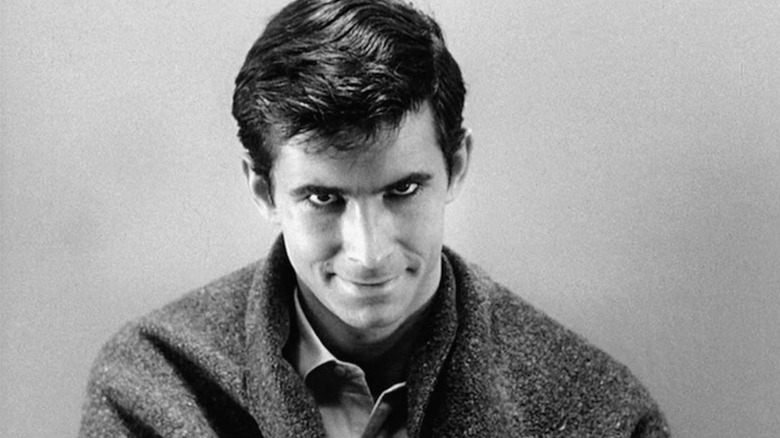Norman Bates staring intensely ahead of Psycho (1960)