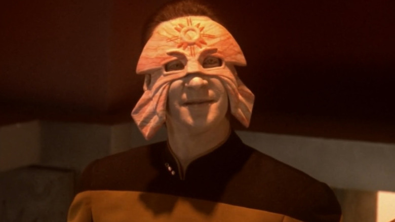 Data wearing a mask in Star Trek: The Next Generation