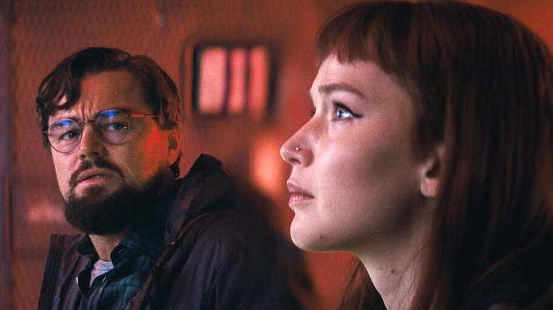 Kate Dibiasky and Dr. Randall Mindy looking concerned in Don't Look Up
