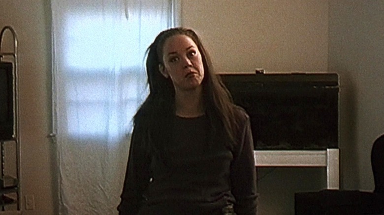 Heather pulling a face in The Blair Witch Project