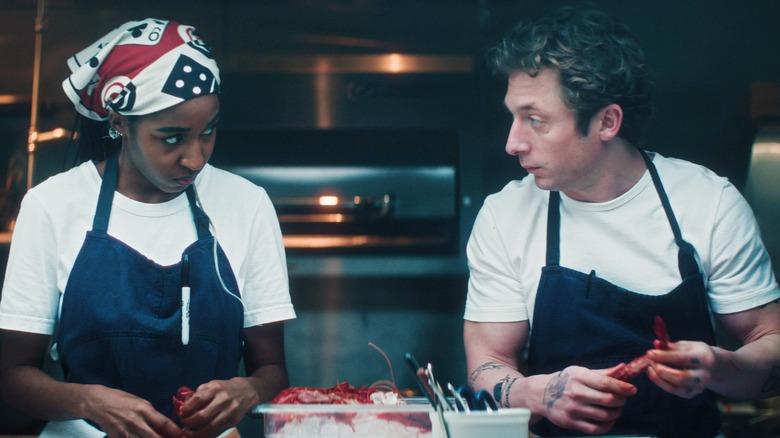 Sydney and Carmy in the kitchen on The Bear