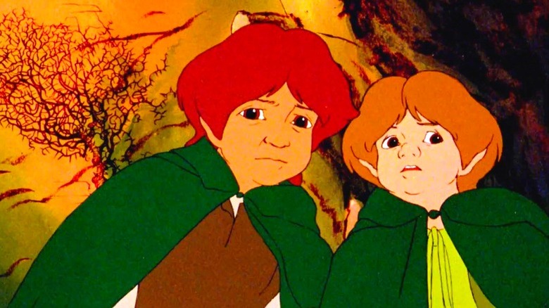 Frodo and Sam looking scared