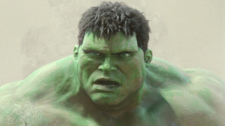 The Hulk looking around in the wreckage in "Hulk" (2003)