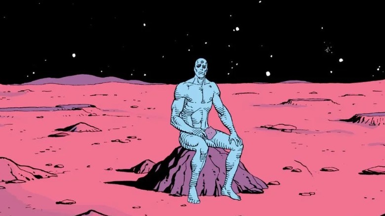 Dr. Manhattan sitting on Mars
