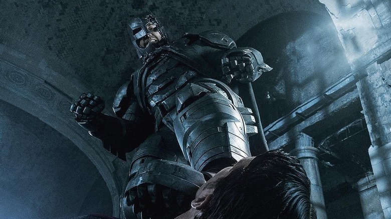 Batman preparing to stomp out Superman in Batman v Superman: Dawn of Justice (2016)