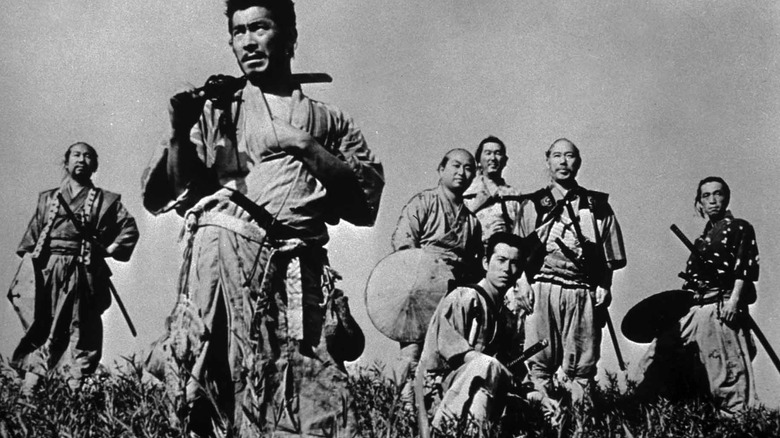 the samurai protecting the village in Seven Samurai (1953)