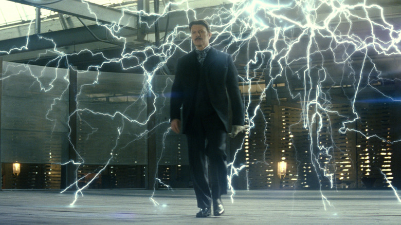Nikola Tesla walking through a field of static electricity in "The Prestige" (2006)