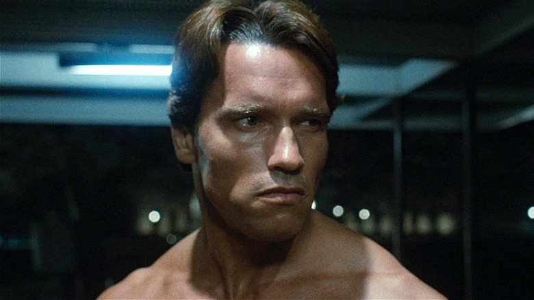 The Terminator arriving on Earth in The Terminator (1984)