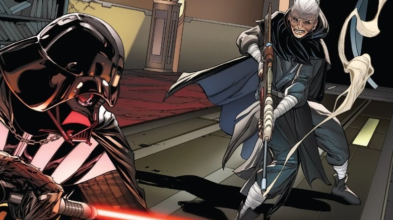 Darth Vader fighting Jocasta Nu in "Darth Vader" #10