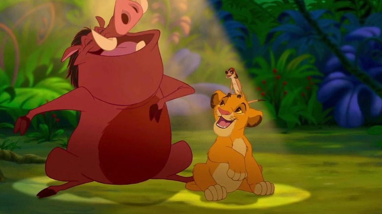 Pumbaa and Timon singing to Simba in The Lion King (1994)