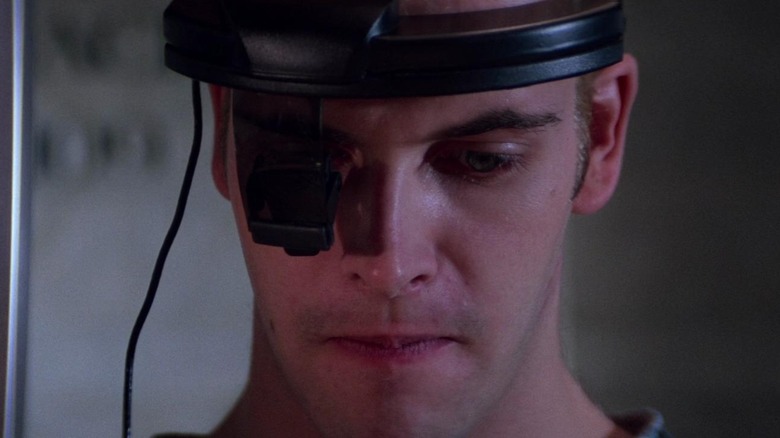 Dade wearing virtual headset in "Hackers" (1995)