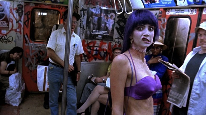 Frankenhooker riding the subway in Frankenhooker (1990)
