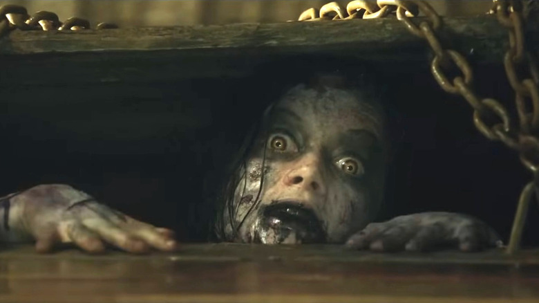 Possessed Mia Allen taunting the group in "Evil Dead" (2013)