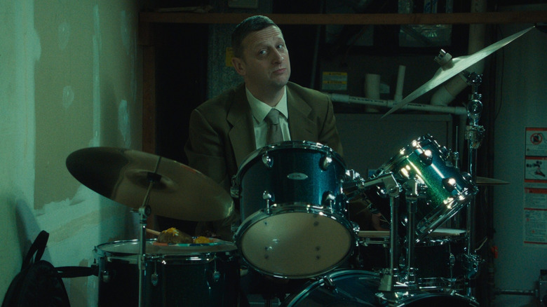 Craig Waterman at his drum set in Friendship (2025)