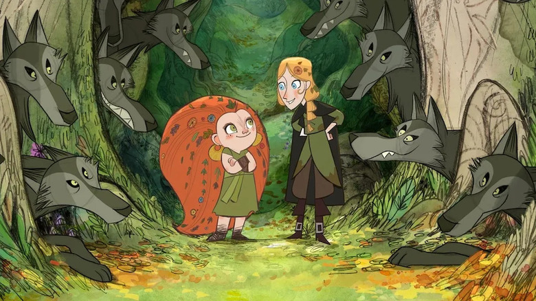 Mebh and Robyn in the forest in Wolfwalkers (2020)