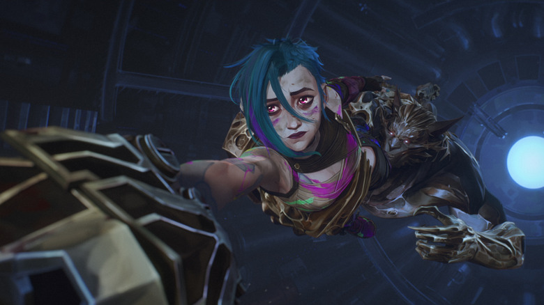 Jinx about to fall into a cavern on Arcane