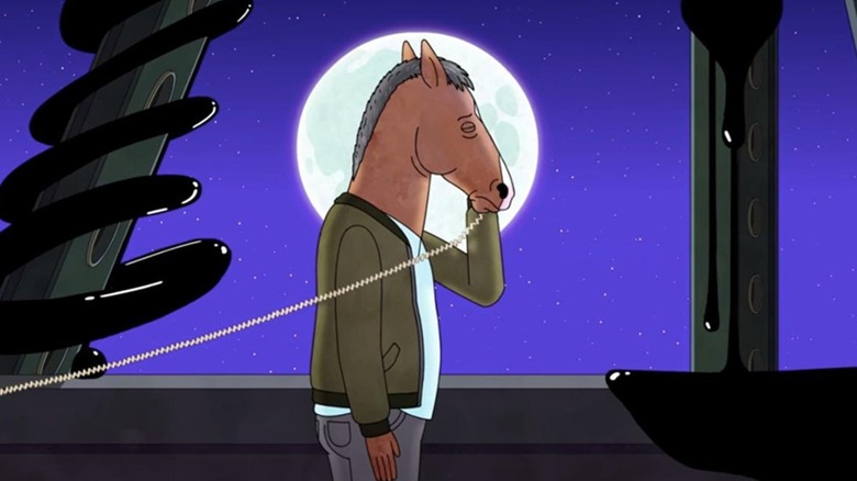 BoJack taking an important nighttime call in BoJack Horseman (2020)