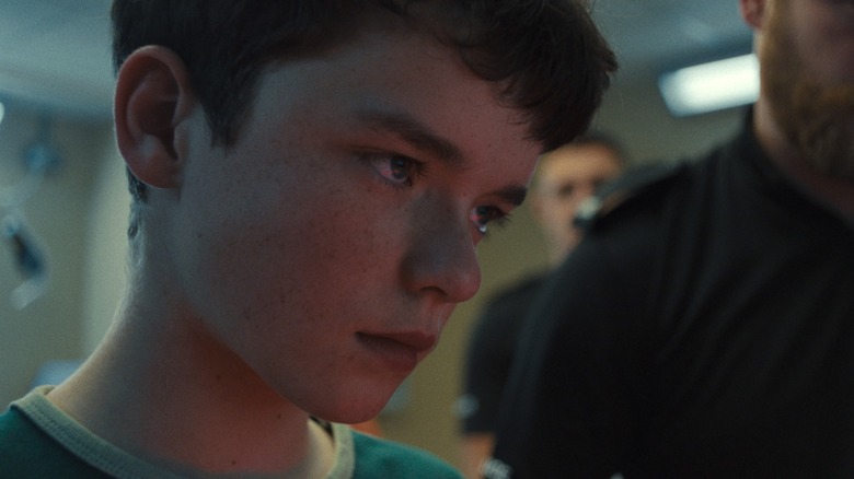 Jamie Miller looking intense in Adolescence