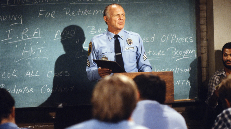 Sgt. Phil Esterhaus addresses the police officers in "Hill Street Blues" (1981-1987)