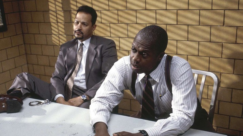 Detectives Frank Pembleton and Meldrick Lewis interrogate a suspect in "Homicide: Life on the Street" (1993-1999)
