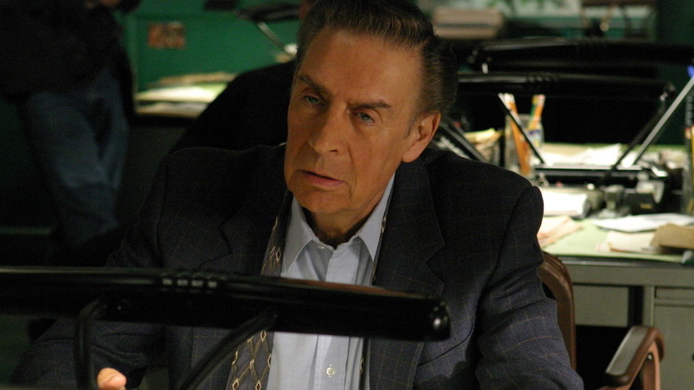 Detective Lennie Briscoe sits at a desk in "Law & Order" (1990-present)