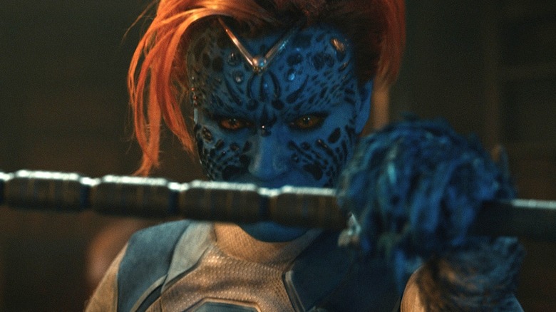 Mystique glaring over her weapon in Avengers: Doomsday (2026)