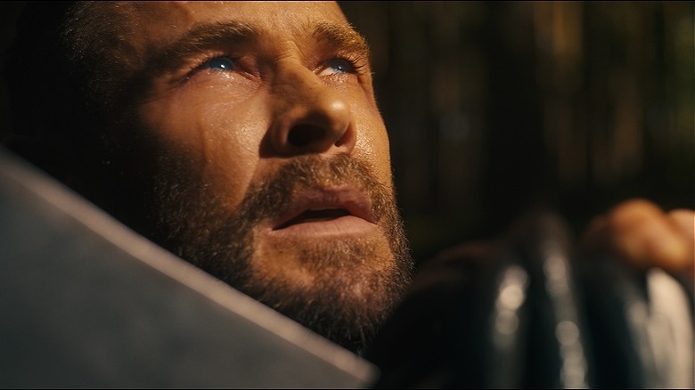 Thor glancing up toward the sky in Avengers: Doomsday (2026)