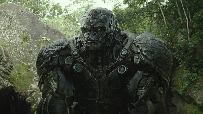 Optimus Primal considering his new robotic allies in 