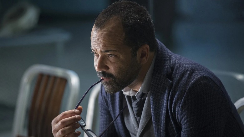 Bernard Lowe chewing on his glasses in Westworld