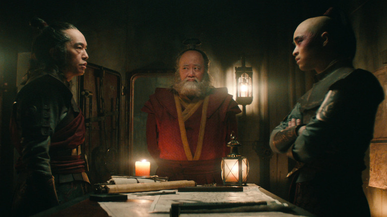 Uncle Iroh watching a tense conversation in "Avatar: The Last Airbender" (2024)