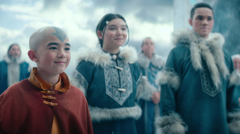 Aang smiling with his friends in "Avatar: The Last Airbender" (2024)