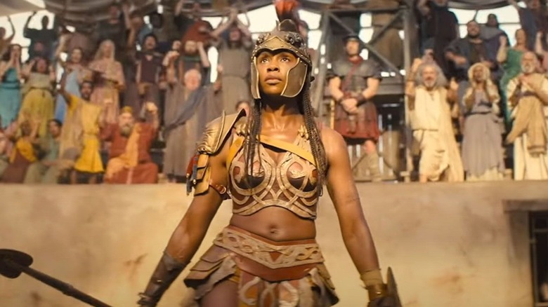 Achilla standing before a crowd in "Spartacus: House of Ashur" (2025)