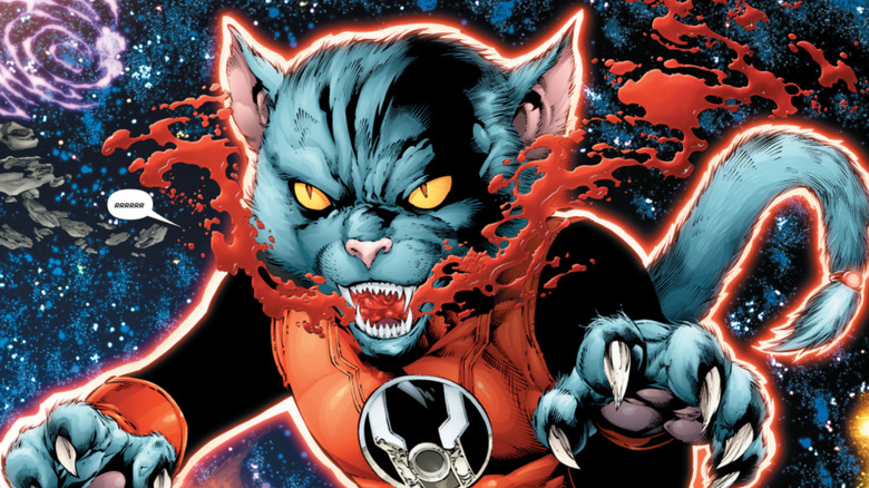 Dex-Starr growling in Red Lanterns #1