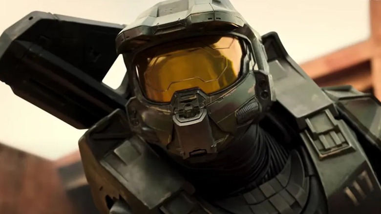 A closeup of Master Chief in Halo