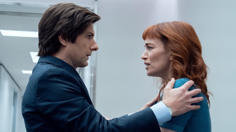 Helly R and Mark S embracing one another in a hallway in "Severence" (2022-present)