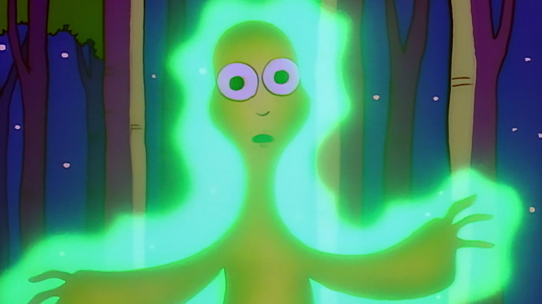 Mr. Burns glowing in the woods on The Simpsons