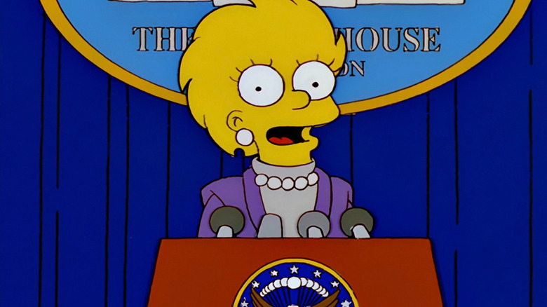 Lisa Simpson speaking as the president on "The Simpsons"