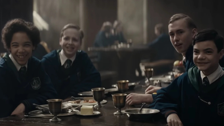 Slytherin boys at House table