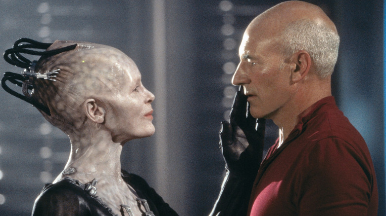 The Borg Queen touching Picard's face in Star Trek: First Contact