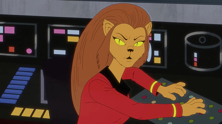 M'Ress sits at her station on the bridge in Star Trek: The Animated Series