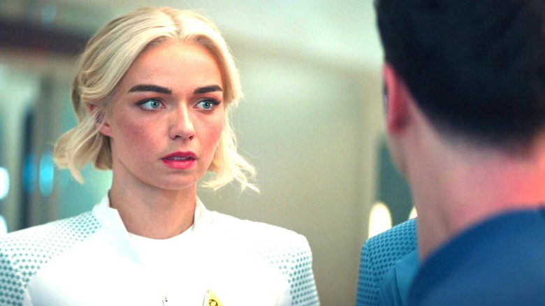 Nurse Chapel speaking with Spock in the Star Trek: Strange New Worlds episode Charades