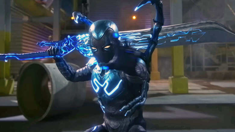 Jaime Reyes swings into action in "Blue Beetle" (2023)