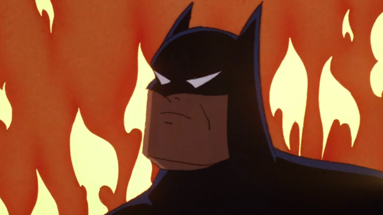 Batman surrounded by flames on Batman: The Animated Series