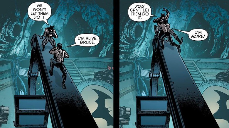 Nightwing punching Batman