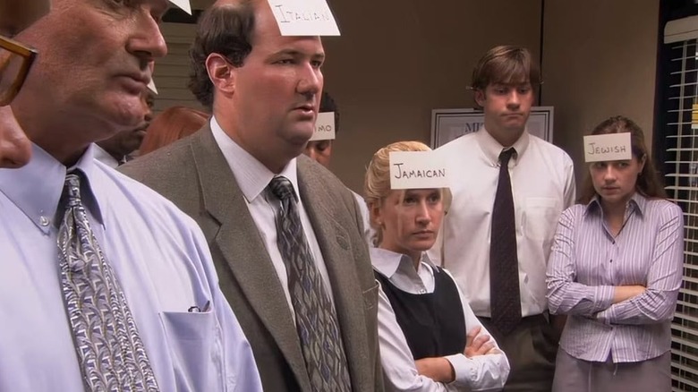 Kevin Angela and Pam with signs on their forehead