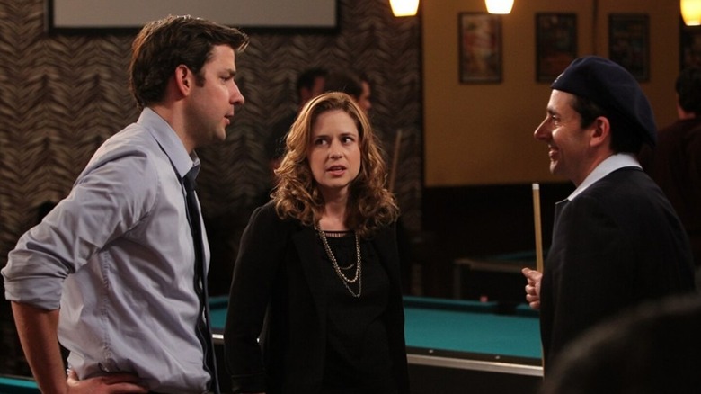Jim and Pam talking to Date Mike on The Office
