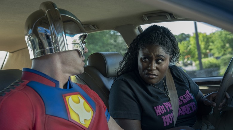 Leota Adebayo talking to Chris Smith in Peacemaker Season 2