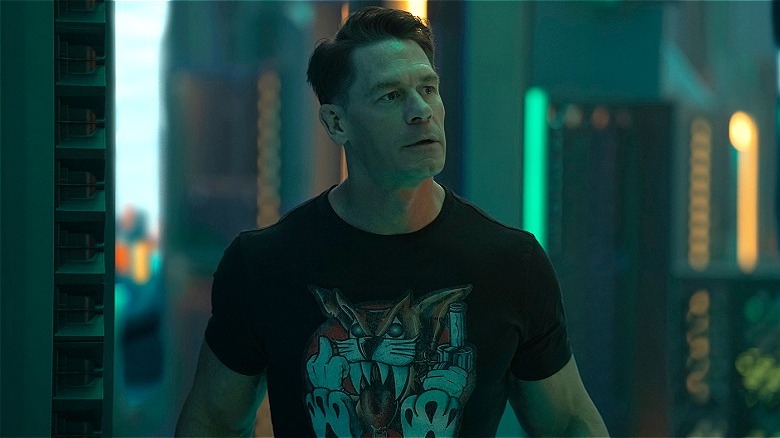 Chris wearing a regular t-shirt in Peacemaker Season 2