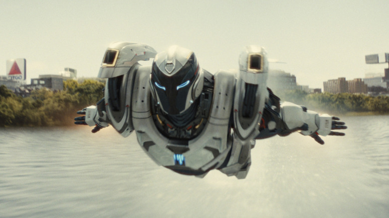 Ironheart soars over the water in "Ironheart" (2025)