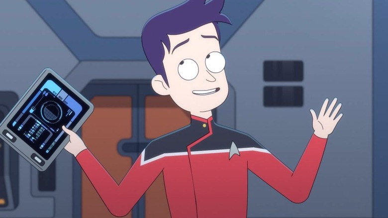 Ensign Boimler holding a PADD in "Star Trek: Lower Decks"